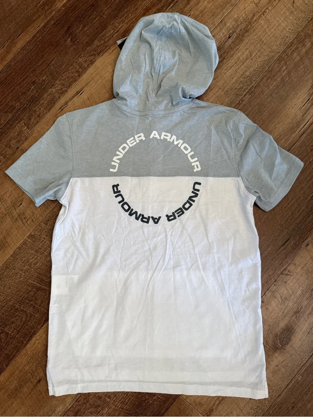 Under Armour Two-Tone Grey & White Short-Sleeve Hooded Top